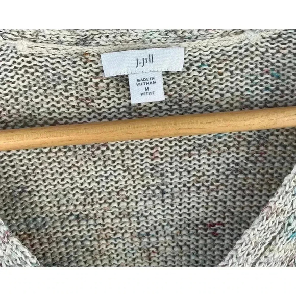 J. Jill Women's Linen Blend Knitted Sweater Size Medium Ribbed Details Cream - Picture 3 of 7